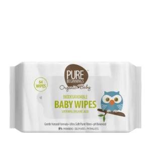 Pure Begins Biodegradable BABY WIPES WITH ORGANIC ALOE 64 wipes